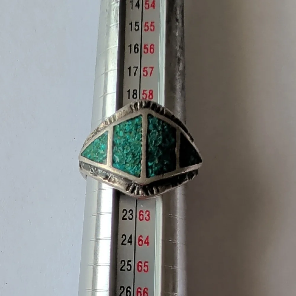 Vintage Silver Turquoise Inlay Ring